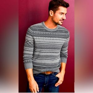 Garnet Hill Mens Sweater Pullover 100% ExtraFine Merino Wool Gray Sz Medium #4
